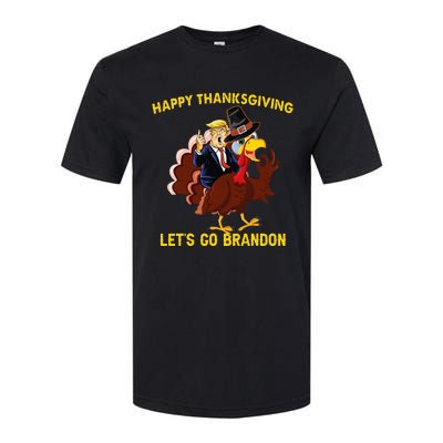 Happy Thanksgiving Lets Go Brandon Funny Trump Riding Turkey Softstyle CVC T-Shirt