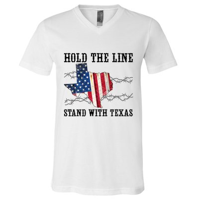 Hold The Line Stand With Texas V-Neck T-Shirt