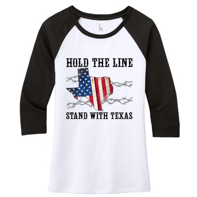Hold The Line Stand With Texas Women's Tri-Blend 3/4-Sleeve Raglan Shirt