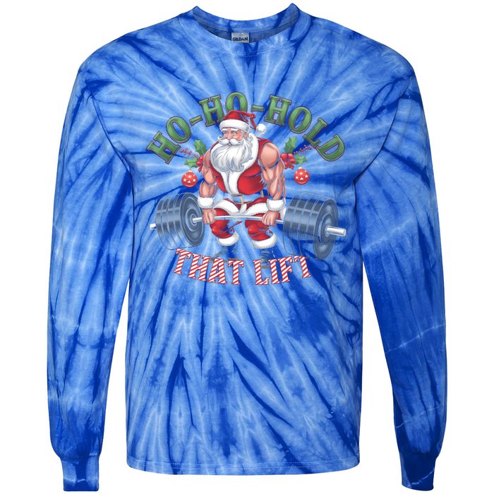 Hohohold That Lift Santa Claus Christmas Gym Workout Gift Tie-Dye Long Sleeve Shirt