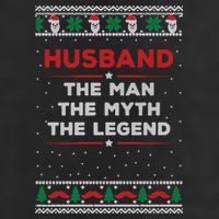 Husband The Man Myth The Legend Ugly Christmas Sweater 7 Panel Mesh Trucker Snapback Hat