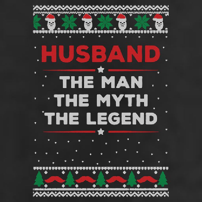 Husband The Man Myth The Legend Ugly Christmas Sweater 7 Panel Mesh Trucker Snapback Hat