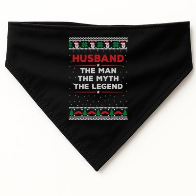 Husband The Man Myth The Legend Ugly Christmas Sweater USA-Made Doggie Bandana