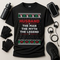 Husband The Man Myth The Legend Ugly Christmas Sweater Cooling Performance Crew T-Shirt