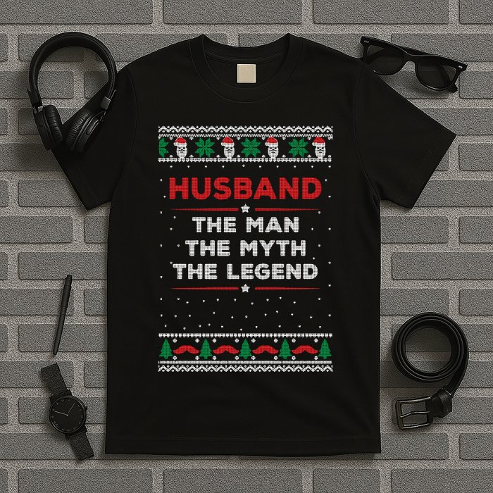 Husband The Man Myth The Legend Ugly Christmas Sweater T-Shirt