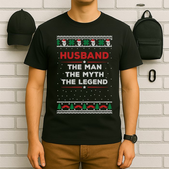 Husband The Man Myth The Legend Ugly Christmas Sweater T-Shirt