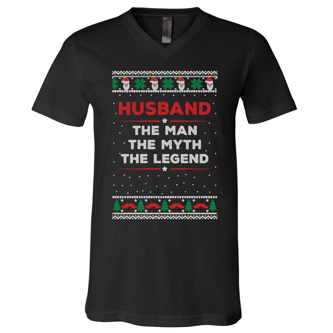 Husband The Man Myth The Legend Ugly Christmas Sweater V-Neck T-Shirt