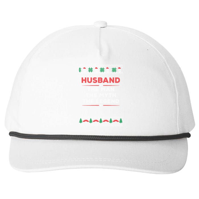 Husband The Man Myth The Legend Ugly Christmas Sweater Snapback Five-Panel Rope Hat