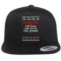 Husband The Man Myth The Legend Ugly Christmas Sweater Flat Bill Trucker Hat