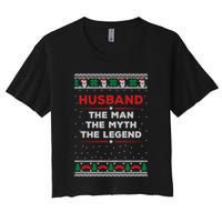 Husband The Man Myth The Legend Ugly Christmas Sweater Crop Top