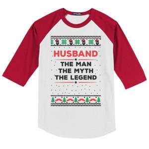 Husband The Man Myth The Legend Ugly Christmas Sweater Kids Colorblock Raglan Jersey