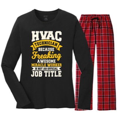 HVAC Technician Mechanic Installer HVACR Tech Service Work Women's Long Sleeve Flannel Pajama Set 