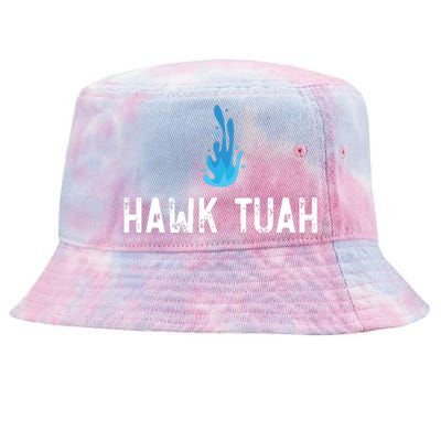 Hawk Tuah Meme Hawk Tuah Viral Saying Hawk Tuah Tie-Dyed Bucket Hat