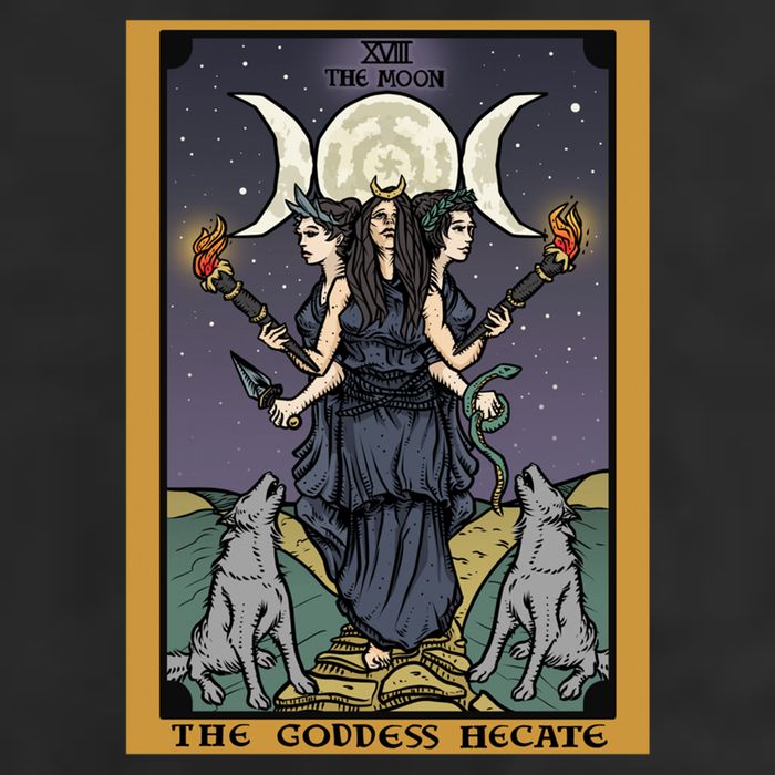 Hekate The Moon Tarot Card Pagan Witch Triple Moon Goddess Gift 7 Panel Mesh Trucker Snapback Hat