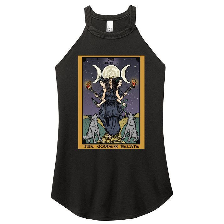 Hekate The Moon Tarot Card Pagan Witch Triple Moon Goddess Gift Women's Perfect Tri Rocker Tank
