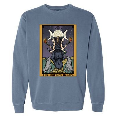 Hekate The Moon Tarot Card Pagan Witch Triple Moon Goddess Gift Garment-Dyed Sweatshirt