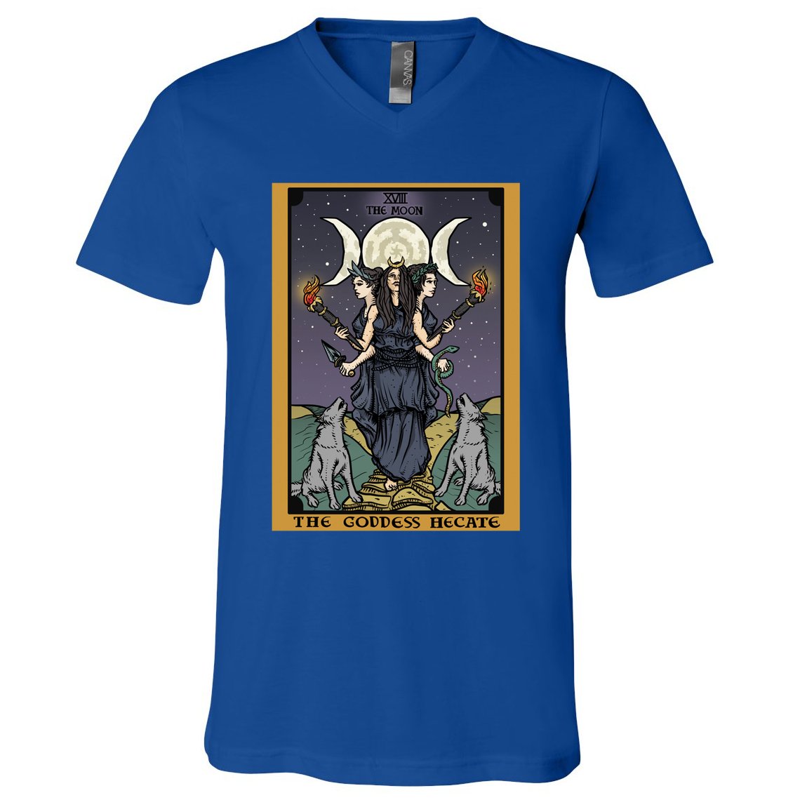 Hekate The Moon Tarot Card Pagan Witch Triple Moon Goddess Gift V-Neck T-Shirt