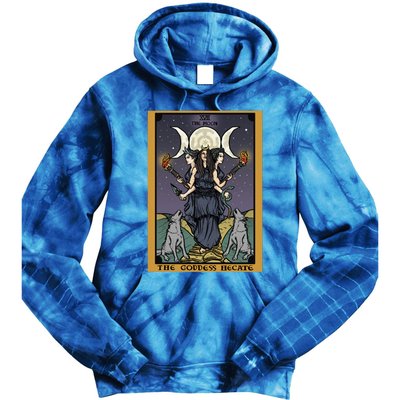 Hekate The Moon Tarot Card Pagan Witch Triple Moon Goddess Gift Tie Dye Hoodie