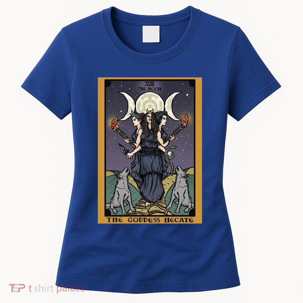 Hekate The Moon Tarot Card Pagan Witch Triple Moon Goddess Gift Womens T-Shirt
