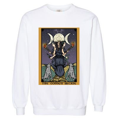 Hekate The Moon Tarot Card Pagan Witch Triple Moon Goddess Gift Garment-Dyed Sweatshirt