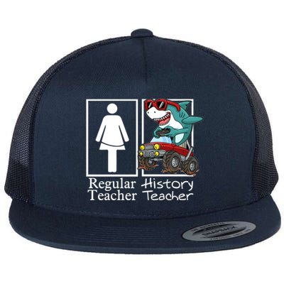 History Teacher Monster Truck Gamer Shark Gift Flat Bill Trucker Hat