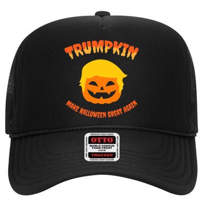 Halloween Trumpkin Make Halloween Great Again Donald Trump High Crown Mesh Back Trucker Hat