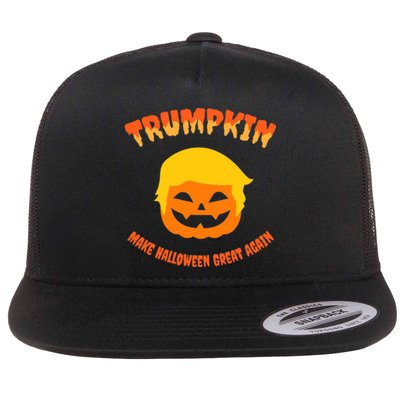 Halloween Trumpkin Make Halloween Great Again Donald Trump Flat Bill Trucker Hat