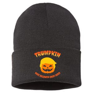 Halloween Trumpkin Make Halloween Great Again Donald Trump Sustainable Knit Beanie