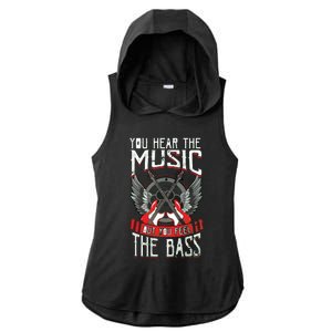 Hear The Music Feel The Bass Player Bassist Guitarist Gift Ladies PosiCharge Tri-Blend Wicking Draft Hoodie Tank