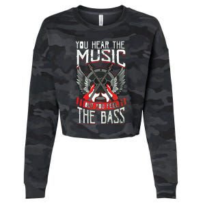 Hear The Music Feel The Bass Player Bassist Guitarist Gift Cropped Pullover Crew