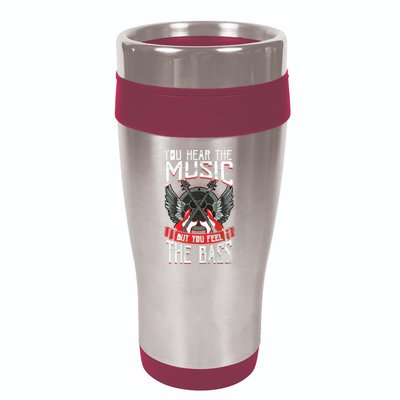 Hear The Music Feel The Bass Player Bassist Guitarist Gift 16oz Travel Tumbler