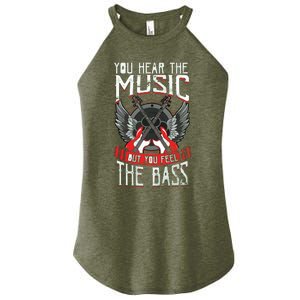 Hear The Music Feel The Bass Player Bassist Guitarist Gift Women's Perfect Tri Rocker Tank