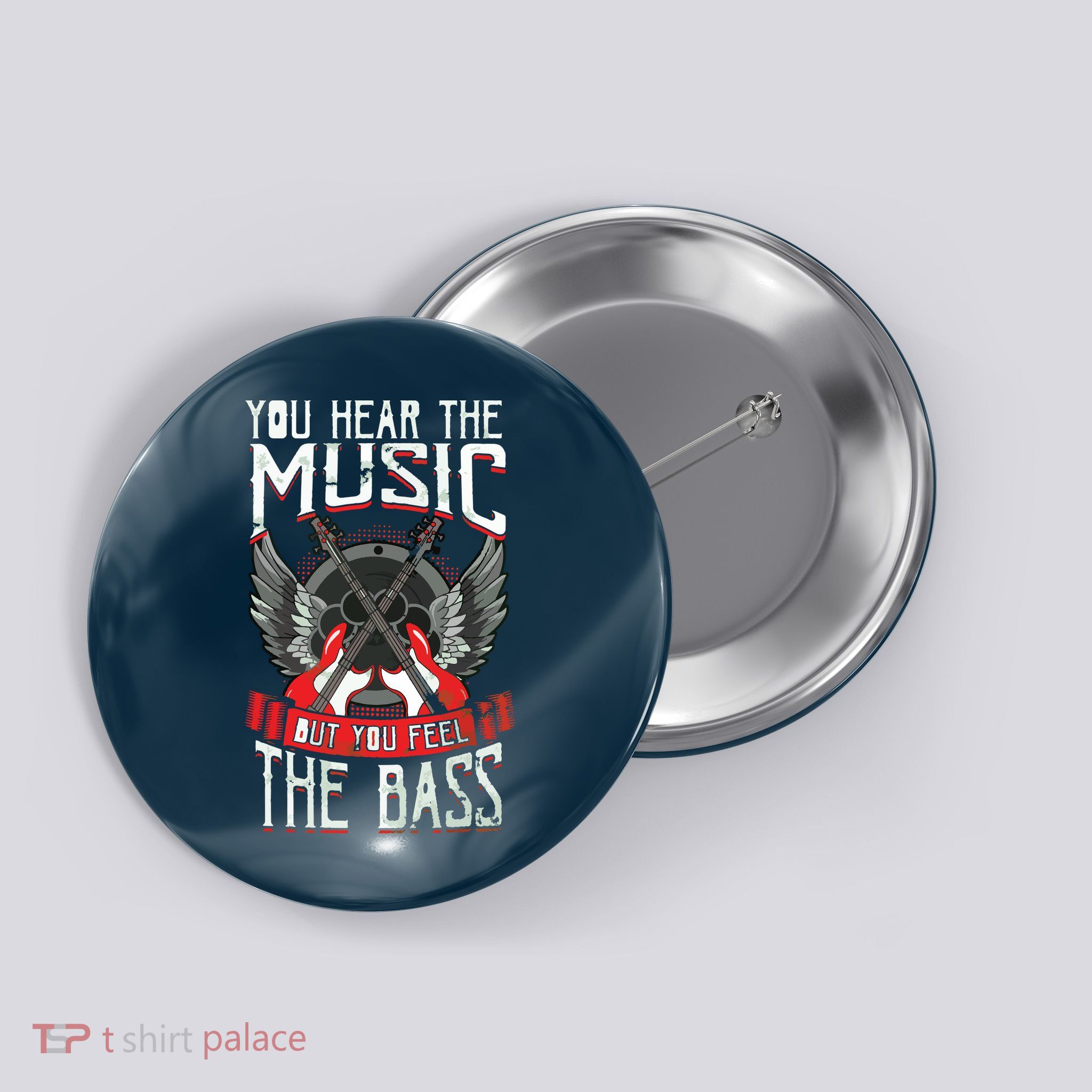 Hear The Music Feel The Bass Player Bassist Guitarist Gift Button