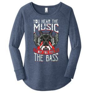 Hear The Music Feel The Bass Player Bassist Guitarist Gift Women's Perfect Tri Tunic Long Sleeve Shirt