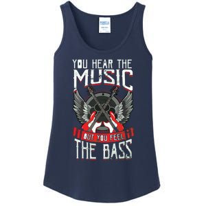 Hear The Music Feel The Bass Player Bassist Guitarist Gift Ladies Essential Tank