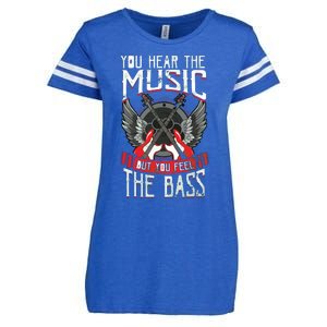 Hear The Music Feel The Bass Player Bassist Guitarist Gift Enza Ladies Jersey Football T-Shirt