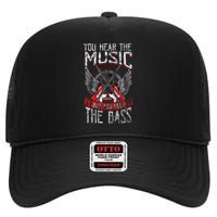 Hear the Music Feel the Bass Player Bassist Guitarist Gift  High Crown Mesh Back Trucker Hat