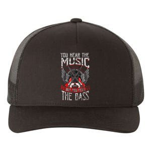 Hear the Music Feel the Bass Player Bassist Guitarist Gift  Yupoong Adult 5-Panel Trucker Hat