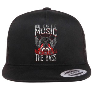 Hear the Music Feel the Bass Player Bassist Guitarist Gift  Flat Bill Trucker Hat