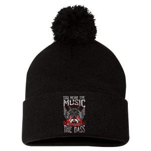 Hear the Music Feel the Bass Player Bassist Guitarist Gift  Pom Pom 12in Knit Beanie