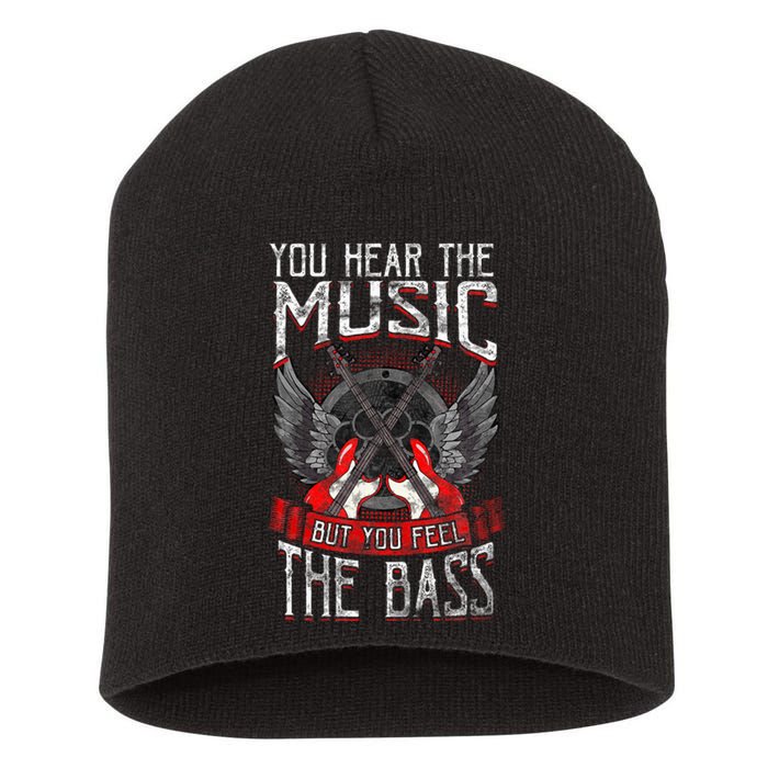 Hear the Music Feel the Bass Player Bassist Guitarist Gift  Short Acrylic Beanie