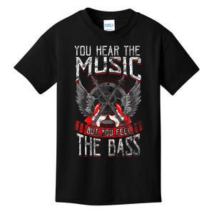 Hear the Music Feel the Bass Player Bassist Guitarist Gift  Kids T-Shirt