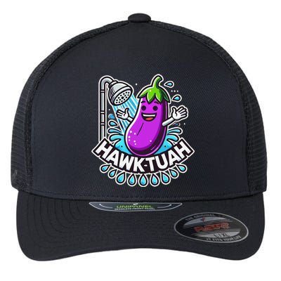 Hawk Tuah Meme Eggplant Joke T Huck Tua Flexfit Unipanel Trucker Cap