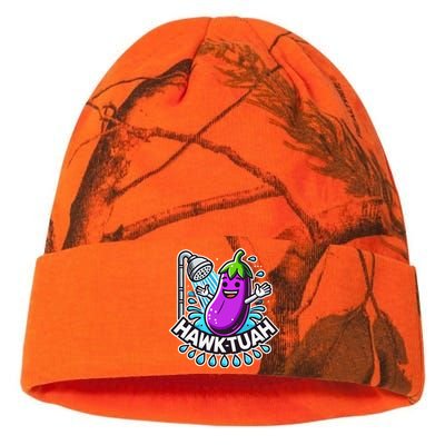 Hawk Tuah Meme Eggplant Joke T Huck Tua Kati Licensed 12" Camo Beanie