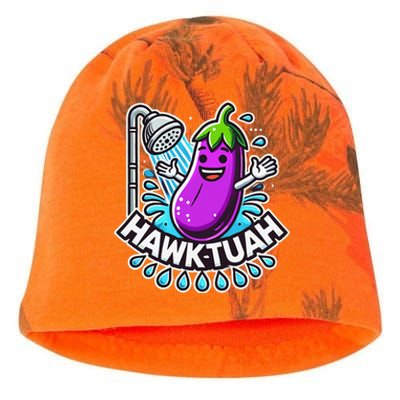 Hawk Tuah Meme Eggplant Joke T Huck Tua Kati - Camo Knit Beanie