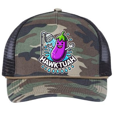 Hawk Tuah Meme Eggplant Joke T Huck Tua Retro Rope Trucker Hat Cap