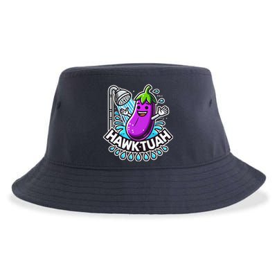 Hawk Tuah Meme Eggplant Joke T Huck Tua Sustainable Bucket Hat