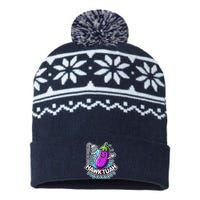 Hawk Tuah Meme Eggplant Joke T Huck Tua USA-Made Snowflake Beanie