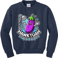 Hawk Tuah Meme Eggplant Joke T Huck Tua Kids Sweatshirt