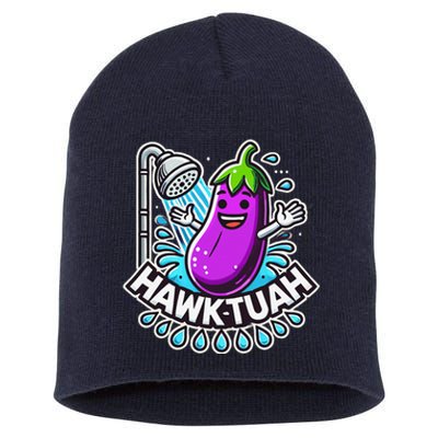 Hawk Tuah Meme Eggplant Joke T Huck Tua Short Acrylic Beanie